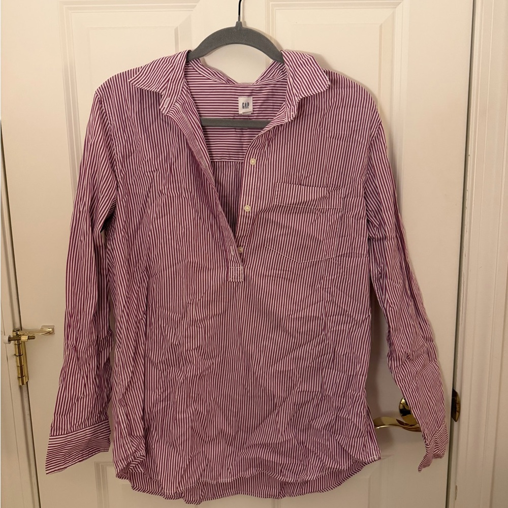 GAP Striped Purple Button-Up Shirt